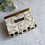 お札が折らずに入るミニ財布 ペンギン柄 カーキ コンパクト財布 文鎮口金 直線口金 口金財布 お札折れない 