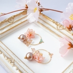 【再販】八重桜の耳飾り(ピアス,イヤリング)(ディップアート)
