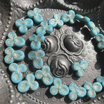 【2コセット】JIRI＊IVANA#czech beads#チェコビーズ　lily14✖️12㍉ turquoise/ bronze