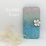 iPhone6/6s plus/5s/SE手帳型ケース*ソーダ*爽やかな白花