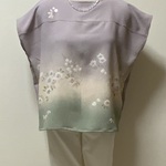 正絹*手絞りの訪問着からブラウス(マスク付)・・M〜Lサイズ