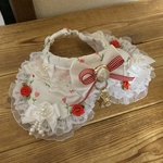 犬・猫の首輪　24～27　cocoちゃんリボンチョーカー　白チューリップ柄・花柄・姫・ラブリー