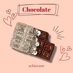 【y様専用】板チョコのビーズ刺繍ブローチ　シルバー　ブラック