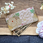 さよなら茶封筒！ お札入れポーチ   一越ちりめん　観世水に菊と桜