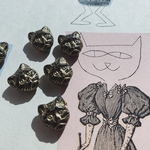 【2コセット】JIRI＊IVANA#czech beads#チェコビーズ　face cat13✖️12㍉ black/ bronze