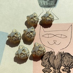 【2コセット】JIRI＊IVANA#czech beads#チェコビーズ　face cat13✖️12㍉ milk white/ bronze