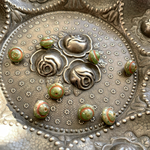 【2コセット】#czech beads#チェコビーズ　UFO🛸saturn🪐10✖️8㍉　luster jade green picasso/copper red