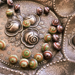 【2コセット】#czech beads#チェコビーズ　UFO🛸saturn🪐10✖️8㍉ metallic/copper red