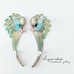 🦋 Butterfly series ✵ マリアと宝翼の耳飾り《 green 》  ピアス  イヤリング   大ぶり