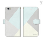 ♡100超!シンプルデザイン名入れ♪フェミニン iPhone/スマホケース　グレー×ミントブルー