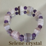 キューブ瑪瑙　ドリームアメジスト　ブレスレット　　　縞模様　天然石ブレスレット　Selene crystal