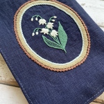 すずらんの手刺繍ブックカバー