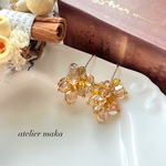 ちまっと感が可愛い♡オレンジ系ビーズのじゃらじゃらピアス/イヤリング