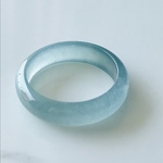 [R138-002］ ジェイド　JADE ヒスイ　本翡翠　くりぬき　リング　天然石　一点物　グアテマラ産　アイスブルー　9号