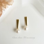 gold stick&pearl earring