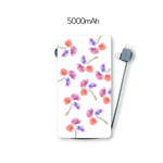 花柄17 Qi対応ケーブル収納型モバイルバッテリー