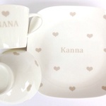 名前入り♡ハート食器3点セット（グレージュ）
