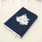 【手刺繍】ブックカバー 　バラ　フランス刺繍