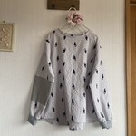 綿麻猫刺繍のリブプルオーバー