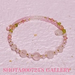 ［再販］ローズクォーツを花束にして💐　ワイヤー　ブレスレッド　#春　#桜　#minne_new  #パステルカラー #Swarovski