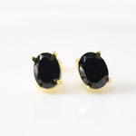S925製 18KGP ブラックスピネル 天然石 8×6mm ピアス