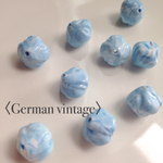 〈German vintage〉マーブルライトブルー×ホワイト スクエア ダブルコーン アクリルビーズ（6個 ）