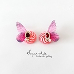 🦋🍬 Butterfly series ✵ 妖精キャンディの耳飾り  《 orange circle 》ピアス  イヤリング  