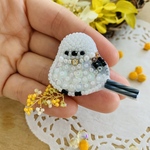 ミモザのシマエナガさんブローチ💛