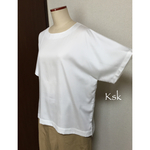 [SALE]¥4500→¥3500  ノーカラー半袖シャツ/ビッグシルエットTシャツ【綿】 【白/ホワイト】