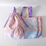 【satsu5150123様専用】ピンク紫花柄＆水色花柄/切替サックス 5点セット
