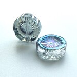 8個・14ｍｍ・ダークブルーAB・フラワー・ガラスビーズ・240222104