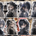 デザインペーパー　BLACK GOTHIC GIRL　コラージュシート