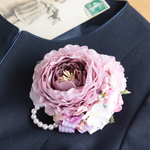 モーブピンクのラナンキュラスのコサージュ　コサージュ　桜　モーブ　くすみピンク　入学式　卒業式　セレモニー　フォーマル　結婚式