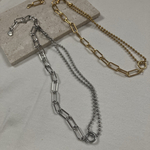 ー好きなところで留められる！mix chain necklaceー　サージカルステンレス　チェーンネックレス　チェーンブレスレット　アレルギーフリー　金属アレルギー対応