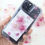 iPhoneケース　桜　全機種対応 スマホケース　春　さくら　押花 パール 可愛い iPhone アンドロイド　ピンク　クリアケース　手帳型　イニシャル　Xperia 名入れ　スマホカバー