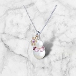 《送料無料》　ピンク　雪だるまと結晶　ネックレス　SnowMan