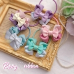 5色より選べる💕立体的なお花みたい🌸おめかしminiリボンのヘアゴム 2個set