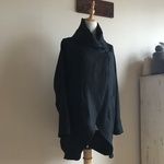 フランス　サフィラン社リネン（黒）で作ったショールカラーコート