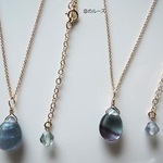 オーダーフォーム　『eminanさま専用ご注文ページ』　14KGFネックレス　マルチフローライト（蛍石）ペアシェイプ（プレーンタイプ）アジャスター付き☆2セット（1221)