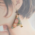 インド刺繍リボンの耳飾りセット　ゴールド×パステル