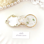 フラワーチェコビーズ(pure white)とかすみ草の蕾とソリダゴのヘアクリップ