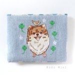 【ポメラニアン②刺繍ポケットティッシュケース 】クローバー