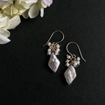 14kgf ひし形 淡水パール tiara ピアス／イヤリング