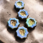 【1コずつ販売】JIRI＊IVANA#czech beads#チェコビーズ　madonna cameo20㍉ irregular saxe blue/picasso