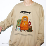 「Journey with you キャンパーのネコ」/リラックス スウェットシャツ/送料無料
