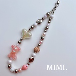 ビーズストラップ🧸🤍スマホストラップ🩶ハンドストラップ🩷メタリックファンシー¨̮*/MIMI. 