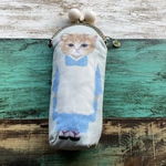 yoshiena 様オーダー品　送料込　おすまし着物ねこ　細長がま口　ペンケース　ポーチ　メガネケース　sale