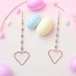ロングレインボーのラブリーハートピアス⭐︎ ※イヤリング変更可