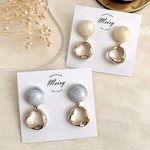 くすみカラーカボション×ゴールドring ピアス / イヤリング / チタンピアス / 樹脂ピアス / シンプル