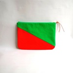 ＜ご予約商品＞倉敷帆布のバイカラーポーチ“Paradise green × 100％ Orange”